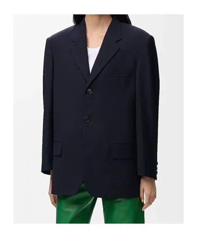 Loewe Wool Single-breasted Blazer In Blue