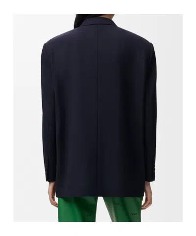 Loewe Wool Single-breasted Blazer In Blue