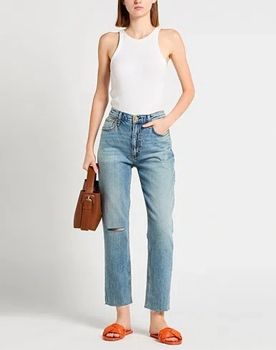 Rag & Bone Washed Denim Leggings In Blue