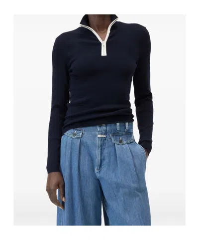 Closed Halfzip Longsleeve Sweater In Blue