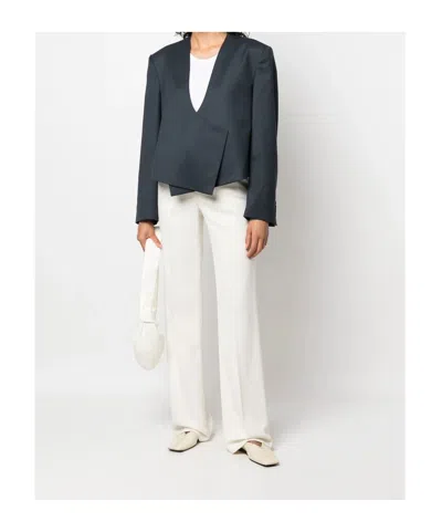 Low Classic Asymmetric Wool-blend Jacket In Black