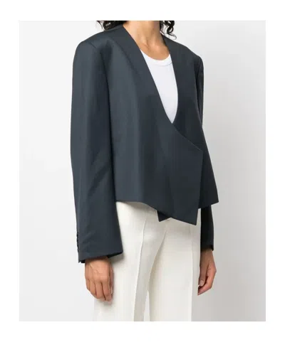 Low Classic Asymmetric Wool-blend Jacket In Black