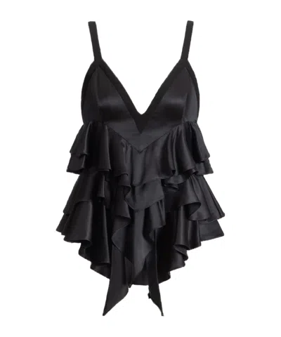 Balmain Satin Top With Thin Straps In Black