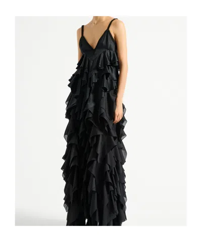 Balmain Satin Top With Thin Straps In Black