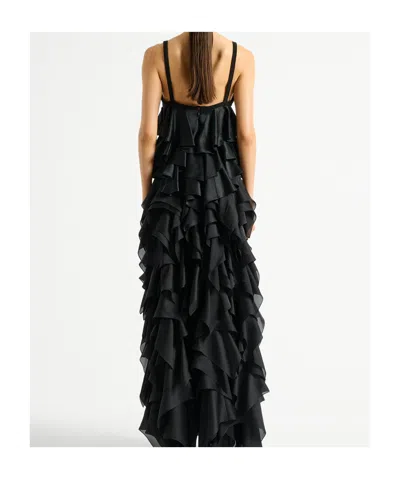 Balmain Satin Top With Thin Straps In Black
