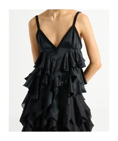 Balmain Satin Top With Thin Straps In Black