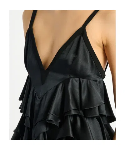 Balmain Satin Top With Thin Straps In Black