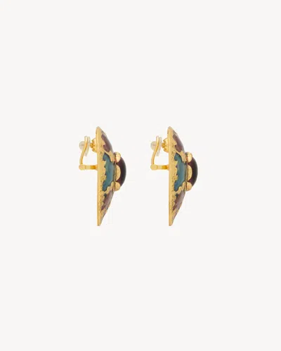 Saint Laurent Heart Earrings In Multi