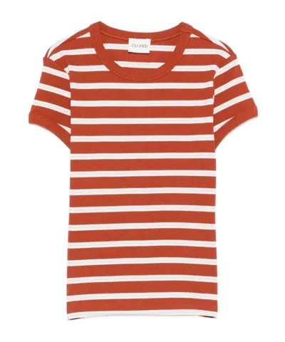 Closed Striped Rib-knit T-shirt In Multi