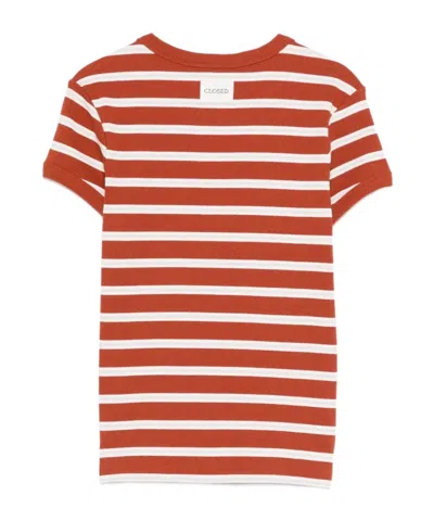 Closed Striped Rib-knit T-shirt In Multi
