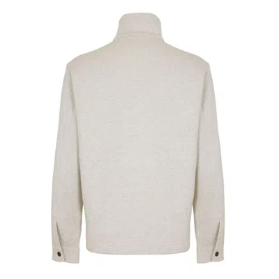 Tom Ford Cotton Sweatshirt With A Partial Front Button Closure In White