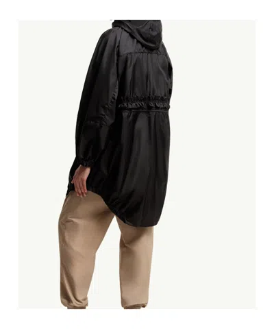 Moncler Expression Canvas Long Parka In Black