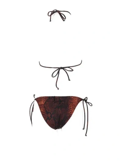 Jean Paul Gaultier Brown Polyester Elastane Bikini Set In Multi