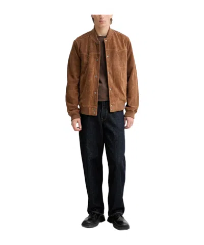 Allsaints Buttoned Leather Jacket In Brown
