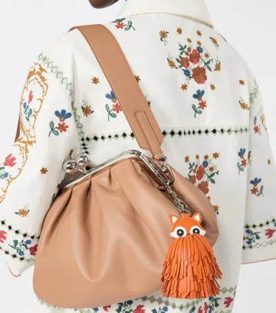 Weekend Max Mara Leather Fox Keyring In Orange