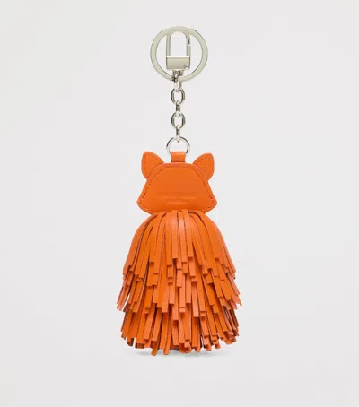 Weekend Max Mara Leather Fox Keyring In Orange