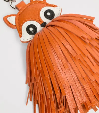 Weekend Max Mara Leather Fox Keyring In Orange