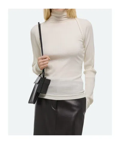 Helmut Lang Ribbed Turtleneck T-shirt In White