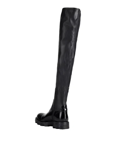 Diesel Solid Color Patent Leather Platform Boots In Black