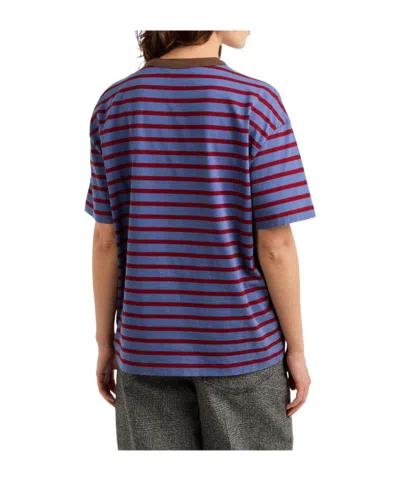Prada Stripe T-shirt In Blue
