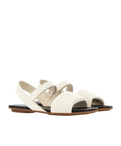 Hogan Leather Sandals In White