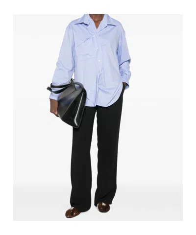 System Asymmetric-front Chest-pocket Shirt In Blue