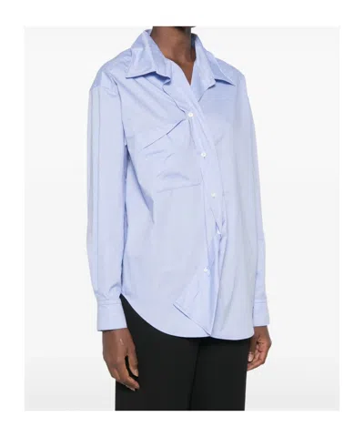 System Asymmetric-front Chest-pocket Shirt In Blue