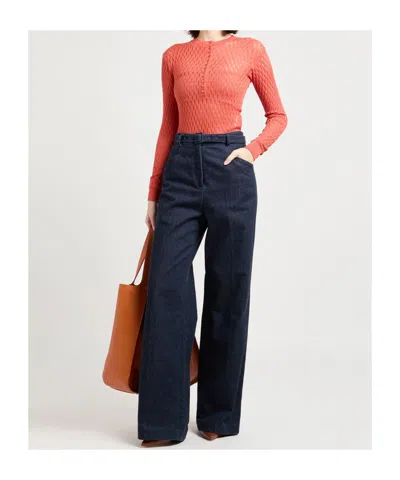 Maxco. Button Neck Sweater In Red