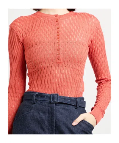 Maxco. Button Neck Sweater In Red