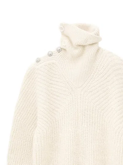Bash Roumane Button Sweater In White