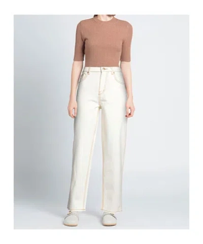 Tory Burch Denim Trousers In White