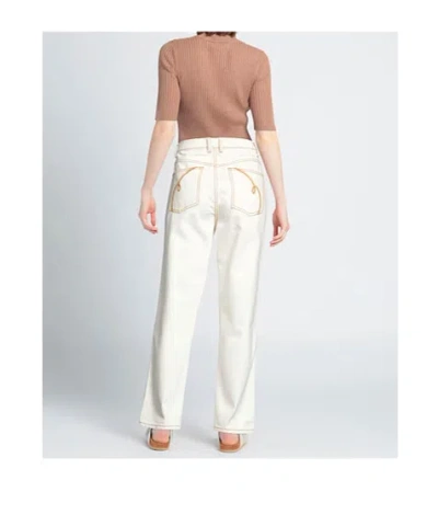 Tory Burch Denim Trousers In White