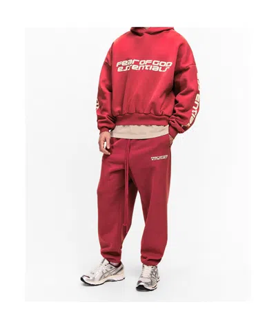 Essentials Logo Drawstring Sweatpants In Red