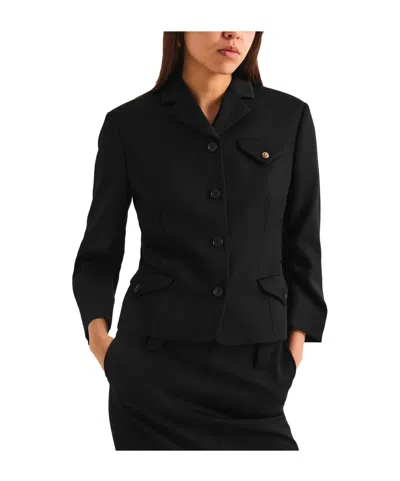Versace Wool Grain De Poudre Informal Jacket In Black