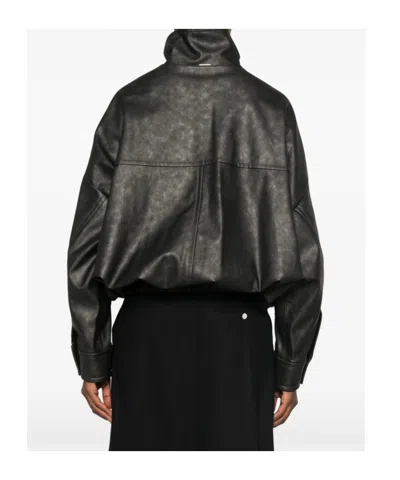 System Panelled High-neck Biker Jacket In Black