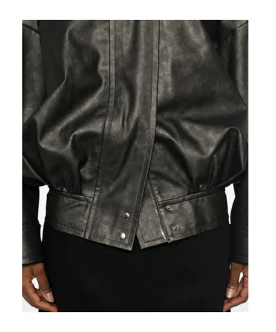 System Panelled High-neck Biker Jacket In Black