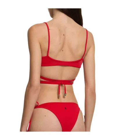 Attico Adjustable Strap Triangle Bikini Set In Red