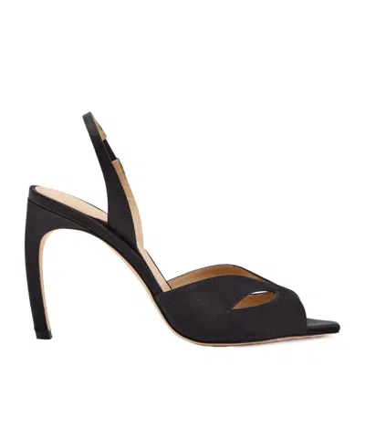 Victoria Beckham Satin Harlow Mask Slingback Heels 100 In Black