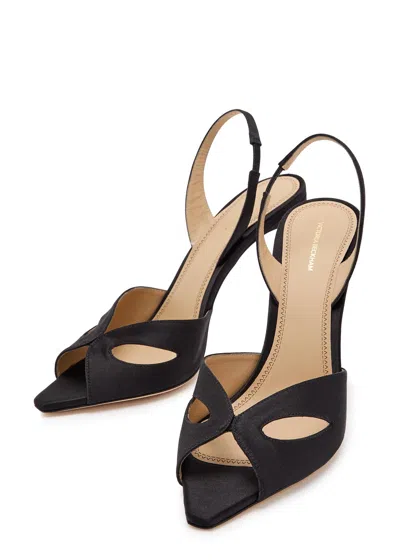 Victoria Beckham Satin Harlow Mask Slingback Heels 100 In Black
