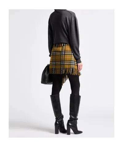 Burberry Women Wool And Cashmere Check Scarf Style Skirt In Multi