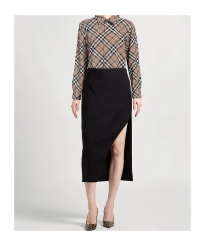 Burberry Check Pattern Wool Blend Shirt Women In Multi
