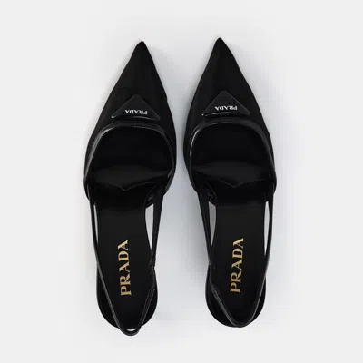 Prada Mesh Fabric Slingback Pumps In Multi
