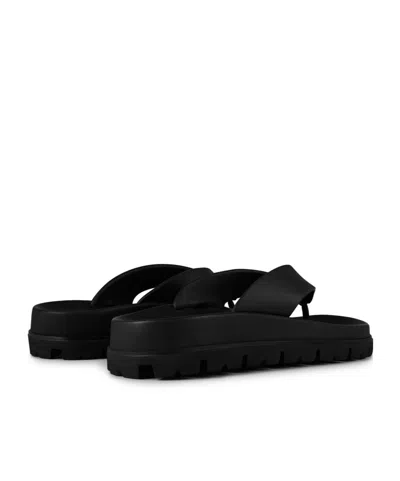 Prada Logo Flip-flops In Black