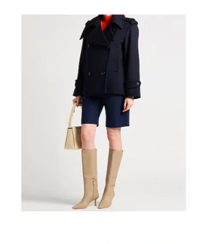 Max Mara Double-breasted Short Coat In Transparent