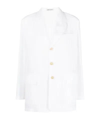 Low Classic Single-breasted Button Blazer In White