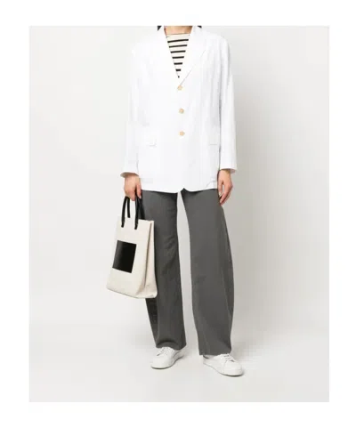 Low Classic Single-breasted Button Blazer In White