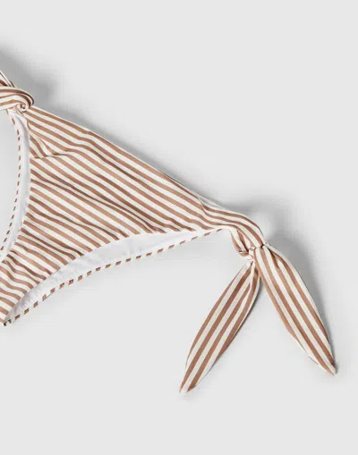 Brunello Cucinelli Striped Techno Jersey Bikini Bottoms In Nude