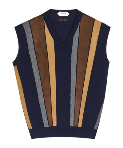 Versace Gender Inclusive Mixed Media Patchwork Sweater Vest In Multi