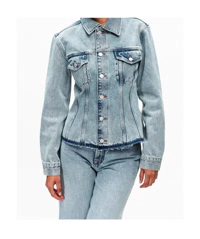 7 For All Mankind Button-front Denim Jacket In Blue