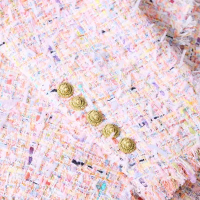 Balmain Tweed Blazer In Nylon-cotton Blend With Cupro Lining In Pink